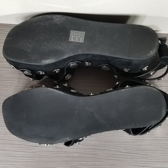 Alexander Wang Sandrah Studded Platform Sandal Black Suede Womens Size 10.5/40.5 - Picture 11 of 12